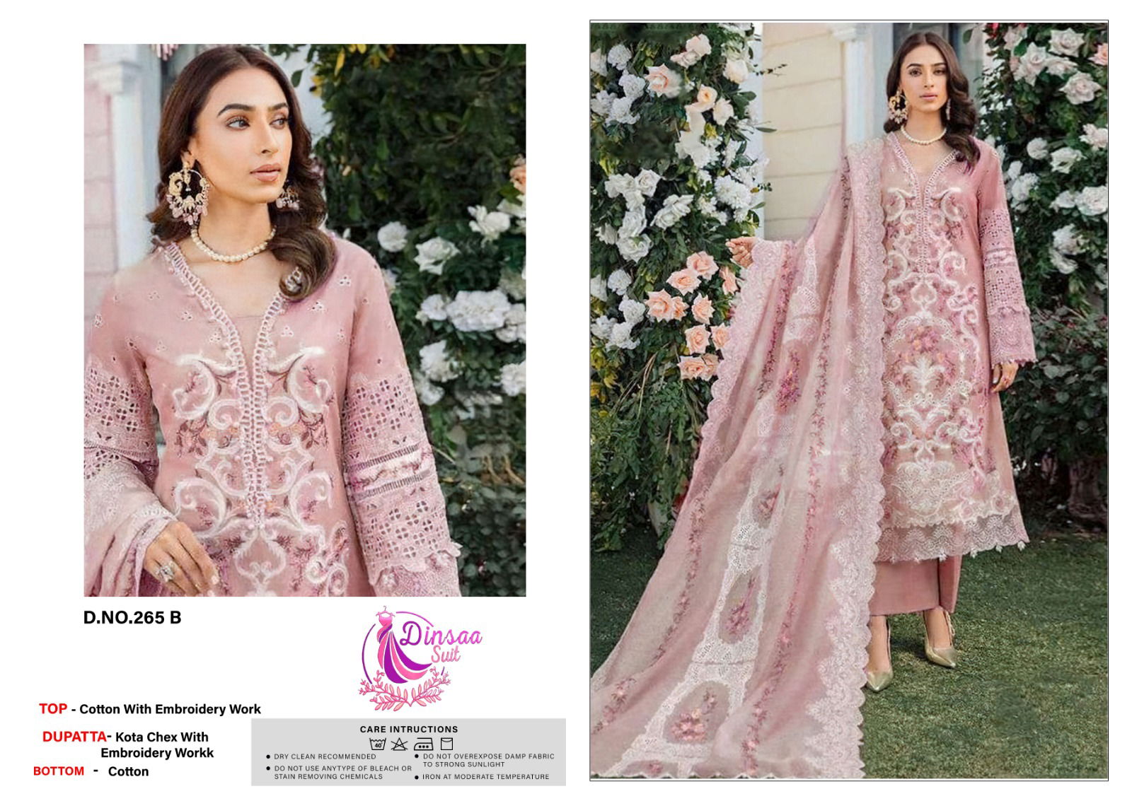 265 A To E Dinsaa Suits Embroidery Cotton Pakistani Suits Wholesale Shop In Surat